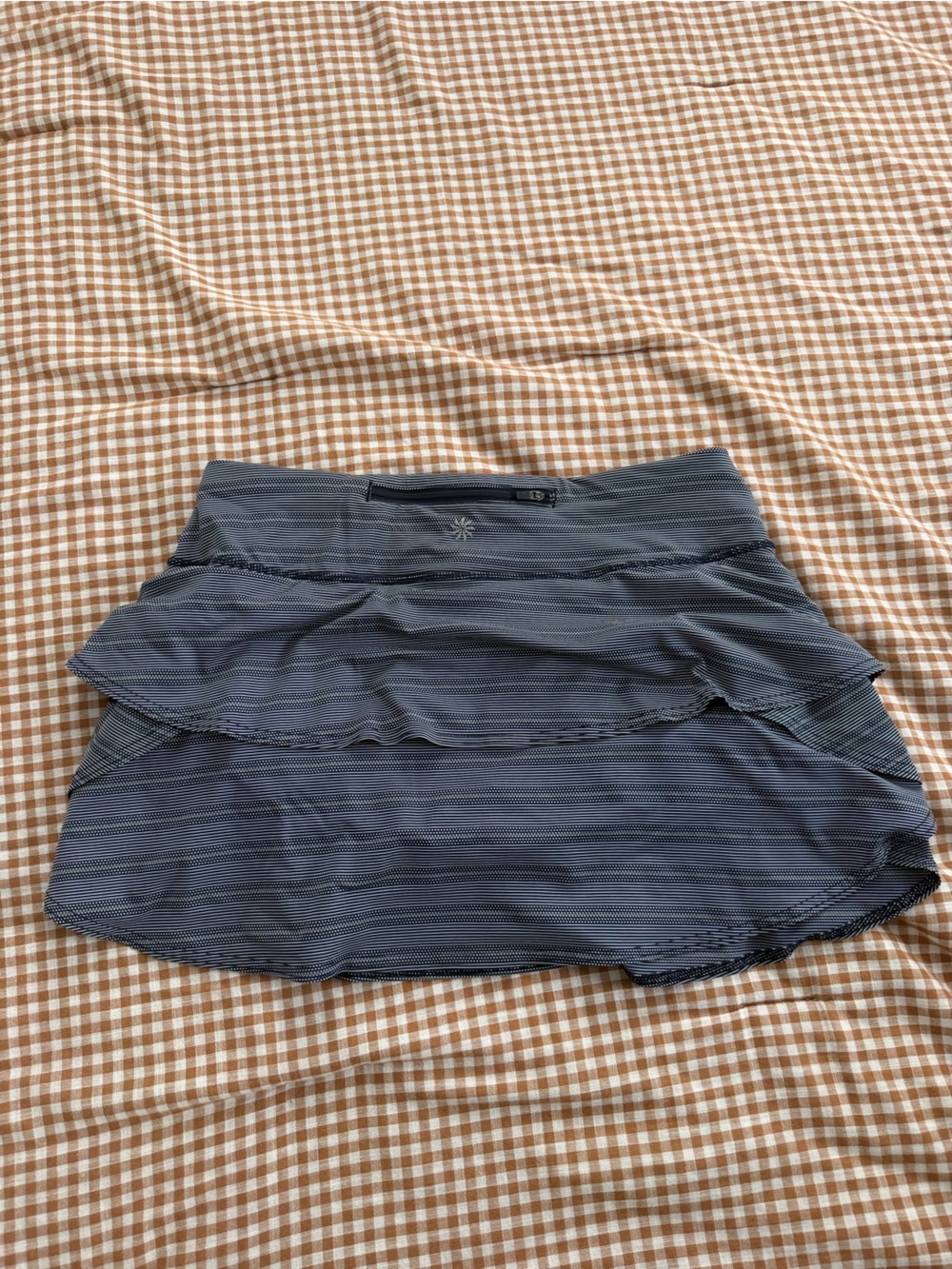 Athleta Navy and White Striped Sports Athletic Skort